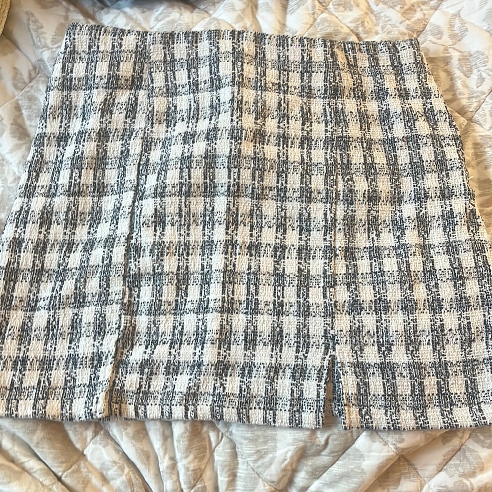 Francescas plaid mini skirt size M worn twice blue rain brand